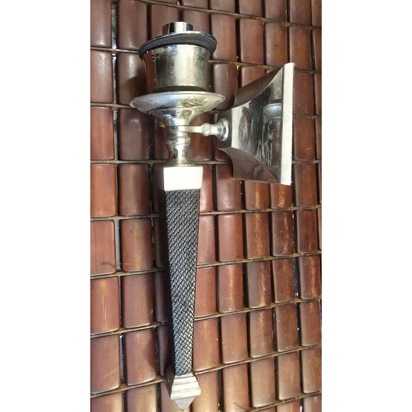 Vintage The Bombay Co. Candle Wall Sconce Silver & Black Art Deco Style 12" High - Picture 3 of 7
